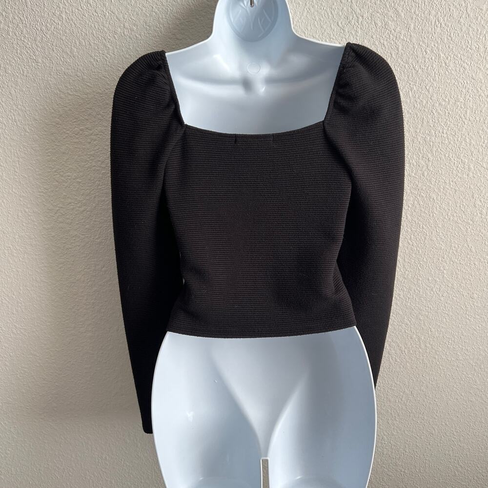 BB Dakota Steve Madden Black Corset Signal Boost Top Women's Small Puff Sleeve - Picture 6 of 8